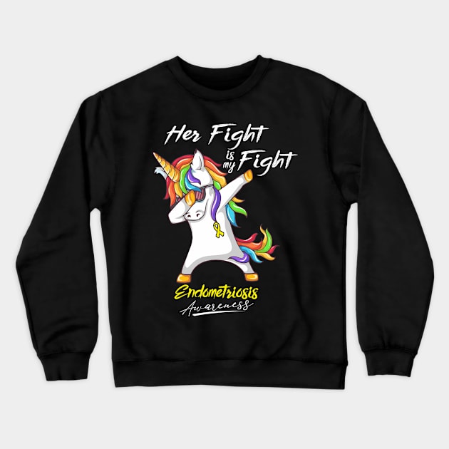 Her Fight is my Fight Endometriosis Fighter Support Endometriosis Warrior Gifts Crewneck Sweatshirt by ThePassion99